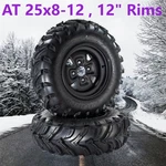 25X8-12 Atv Utv Tires W/ 12" Wheel Rim 4 Bolt Off-road Mud Sand All Terrain. Fixed Price $179.99.