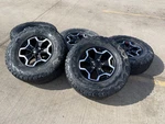 17" Jeep Wrangler Gladiator Rubicon Oem Wheels Rims Tires 9237 Black Bfg KO2 A/t. Fixed Price $1255.50.