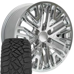 CV37 20X9 Chrome Wheels & 275/55R20 R/t Tires Set Fit Gmc Sierra Yukon. Fixed Price $2088.00.