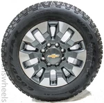 4 New Chevy Silverado 2500 3500 Grey Machined 8 Lug 20" Wheels Rims Tires. Fixed Price $1995.00.