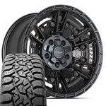 SET(4) Black 4PS01 17X9 Wheels & 33X12.5R17 All Terrain Tires 5X5.5 -6ET. Fixed Price $2235.00.