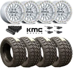 Kmc KM552 Ims Silver Machined Wheel Tire Package 35 12.50 18 Mud Terrain Mt. Fixed Price $2795.00.