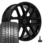 Oe CV62 24X10 Black Wheels, 295/35R24 Tires & Tpms Set 6X139.7 +28ET. Fixed Price $2161.00.