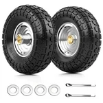 4.10/3.50-4 Flat Free And Wheel, 2 Pack 10" Solid Pu Heavy Duty Tires Wi.... Fixed Price $41.91.