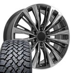 4869 Gunmetal 22X9 Oe Wheels Llc Rims & 285/45R22 At Tires Set 6X139.7 28ET. Fixed Price $2040.00.