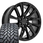 22X9 Black 4875 Oe Wheels & 285/45R22 At Tires Set 6X139.7. Fixed Price $1948.00.