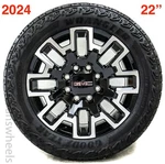 4 Gmc Sierra 2500 3500 22 Factory Oem Black Machine Wheels Rims Gdy Tires. Fixed Price $4595.00.