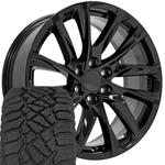 CA90 22X9 Black Oe Wheels Llc & 285/45R22 Rt Tires Set 6X139.7 28ET. Fixed Price $1828.00.