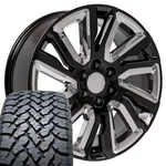 5901 Black 22X9 Oe Wheels Llc Rims & 285/45R22 At Tires Set 6X139.7 28ET. Fixed Price $2060.00.