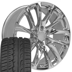 Oe Wheels CA90 22X9 Chrome Rims & 285/45R22 As Tires Set 6X139.7 +28ET. Fixed Price $2264.00.