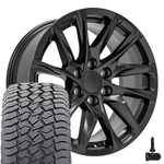 Oe Wheels CA90 20X9 Black Rims, 275/55R20 AT2 Tires & Tpms Set 6X139.7 28ET. Fixed Price $1745.00.