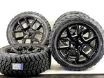 22" Srt Gloss Black Wheels Rims 33" Mt Tires Dodge Laramie 1500 Hemi Mopar. Fixed Price $2599.00.