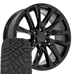 Oe Wheels Llc CA90 22X9 Black Rims & 285/45R22 Rt Tires Set 6X139.7 28ET. Fixed Price $1828.00.