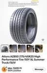Atturo AZ850 275/45R20 High Performance Tire 110Y Xl Summer Truck/suv. Fixed Price $570.00.