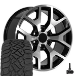 Oe Wheels CV92 20X9 Black & 275/55R20 R/t Tires, Tpms Set 6X139.7 +27ET. Fixed Price $1941.00.