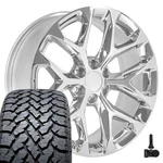 22X9 Chrome 5904 Rims & 285/45R22 A/t Tires Set 6X139.7 28ET. Fixed Price $2372.00.
