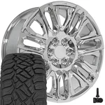 Oe Wheels CV57 22X9 Chrome Rims, 285/45R22 R/t Tires & Tpms Set 6X139.7 28ET. Fixed Price $2465.00.