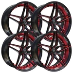 (SET-4) Marquee M3259 19X9.5 5X114.3 Black Inner Red 38MM Wheels Rims Inch. Fixed Price $1466.40.