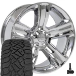 2453 20X9 Chrome Oe Wheels & 275/55R20 R/t Tires, Tpms Set 5X139.7 +19ET. Fixed Price $2225.00.