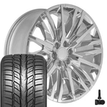 Oe CV33 24X10 Chrome Wheels, 295/35R24 Tires & Tpms Set 6X139.7 +31ET. Fixed Price $2593.00.