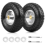 4.10/3.50-4 Flat Free And Wheel 2 Pack 10" Solid Pu Heavy Duty Tires Wit.... Fixed Price $49.98.