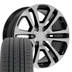 4741 Machined Black 20X9 Rims & Bridgestone Tires Set Fit Chevy Gmc. Fixed Price $2004.00.