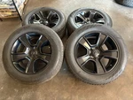 Set Of 4 Used Black '19-'25 Dodge Ram 1500 Oem Wheels 275/55R20 Ironman Tires Lt. Fixed Price $1095.00.