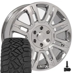 3788 20X8.5 Chrome Rims & 275/55R20 R/t Tires, Tpms Set 6X135 +44ET. Fixed Price $2173.00.