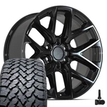 DF17A 20X9 Black Defiant Wheels, 275/55R20 A/t Tires & Tpms Set Fit Sierra Yukon. Fixed Price $2449.00.