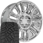 Oe Wheels CV57 22X9 Chrome Rims & 285/45R22 R/t Tires Set 6X139.7 28ET. Fixed Price $2328.00.