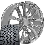 Oe Wheels CA90 20X9 Chrome & 275/55R20 A/t Tires Set 6X139.7 +28ET. Fixed Price $2168.00.