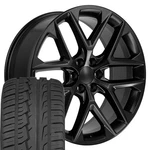 CV62 24X10 Black Oe Rims & 305/35R24 As Tires Set 6X139.7 +28ET. Fixed Price $1980.00.