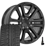 Inch Satin Black 4741 Rims, 275/55R20 Tires & Tpms Set Fits Sierra Yukon. Fixed Price $1858.00.