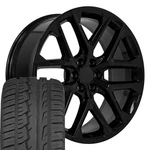 CV62 24X10 Black Oe Rims & 305/35R24 As Tires Set 6X139.7 +28ET. Fixed Price $2080.00.